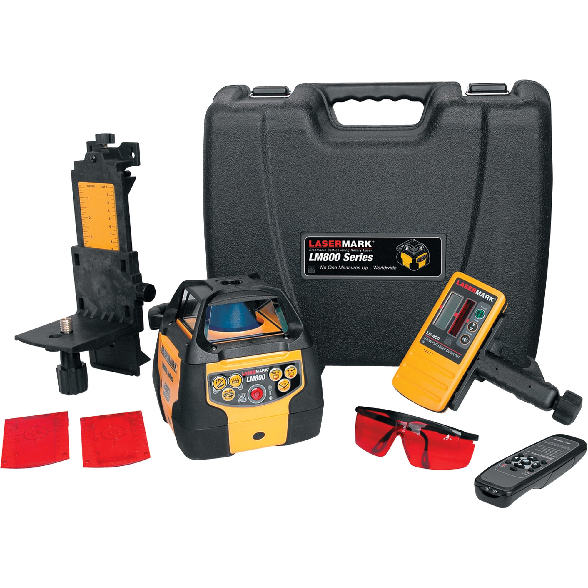 CST/Lasermark Horizontal & Vertical Self-Leveling Rotary Laser Level — Dual Manual Grade with Tripod and Rod, Model# 57-LM800PKG